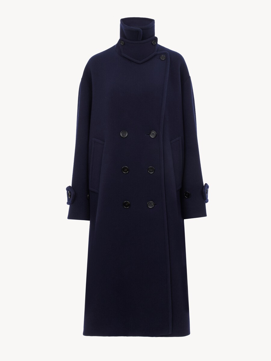 Double-breasted oversized long coat in wool - 2