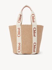 ナチュラルファイバー製Woodyスモールバスケットバッグ Wooden