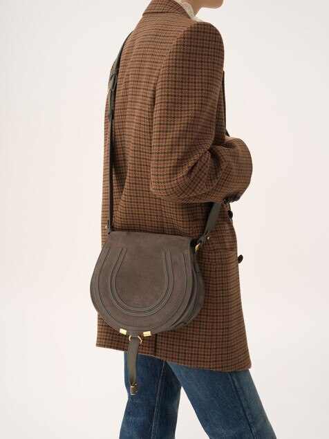 Sac port&eacute; &eacute;paule Marcie en cuir velours