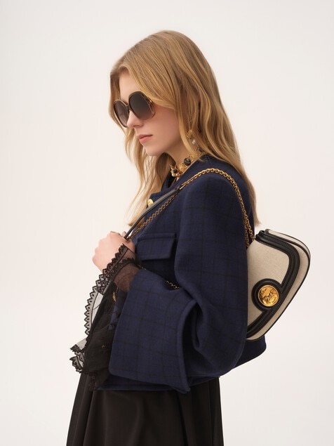 Horse Medal crossbody bag in canvas & grained leather