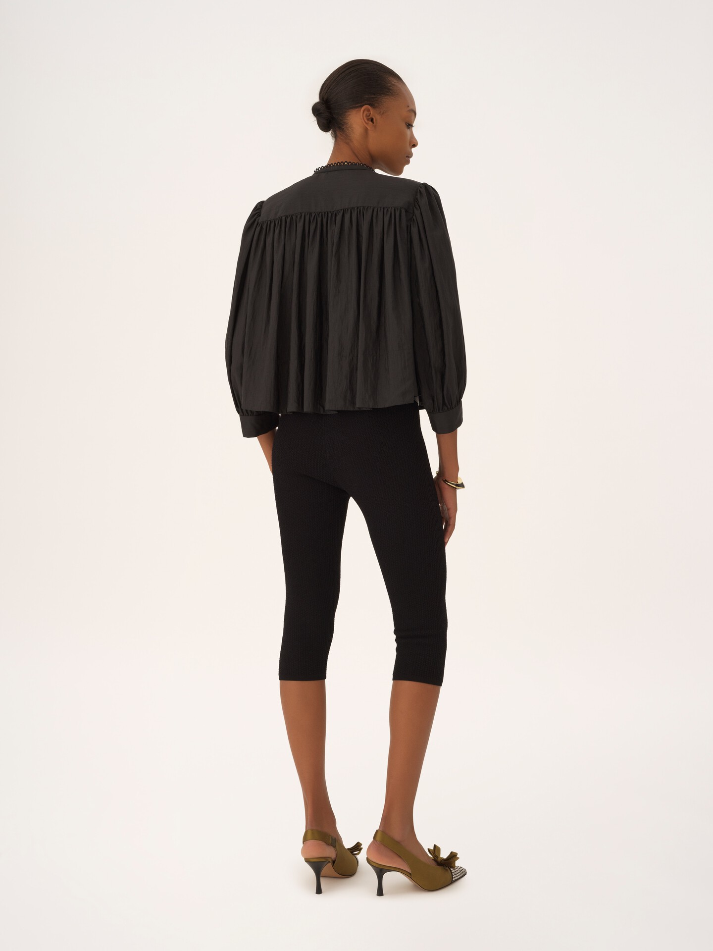 Gathered ruffle top in technical taffeta - 5