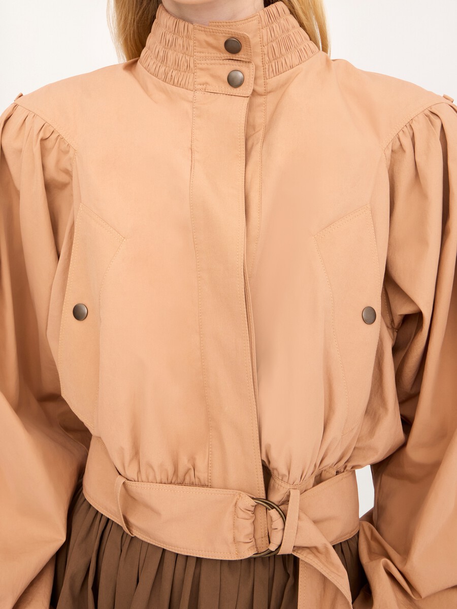 Gathered cropped jacket in cotton poplin - 4