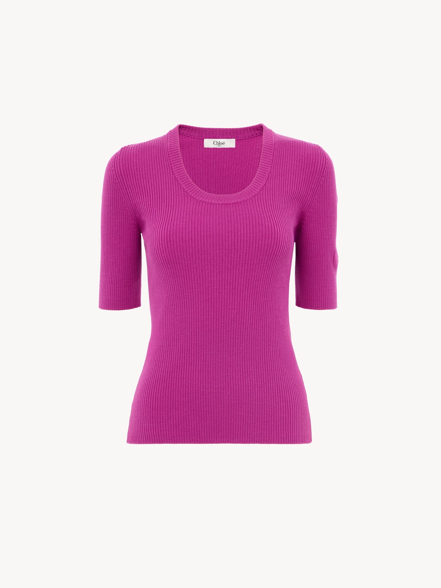 Short-sleeve sweater in a wool knit - 1