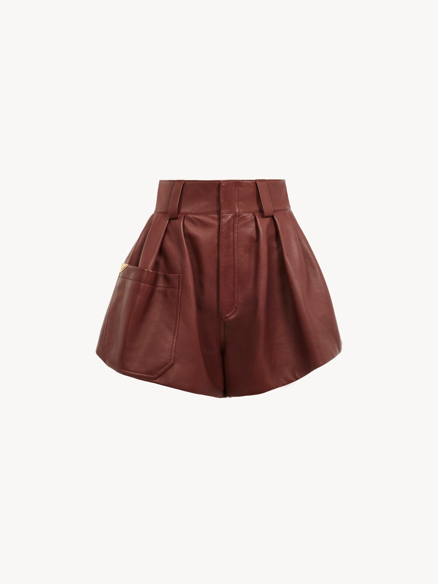 Hoch taillierte Shorts aus Leder - 1