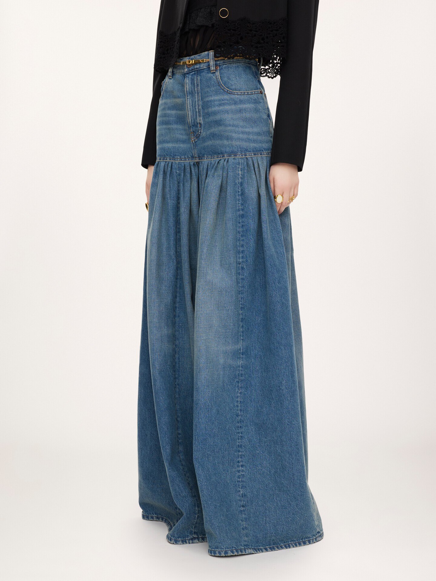 Jean ballon taille haute en denim - 4