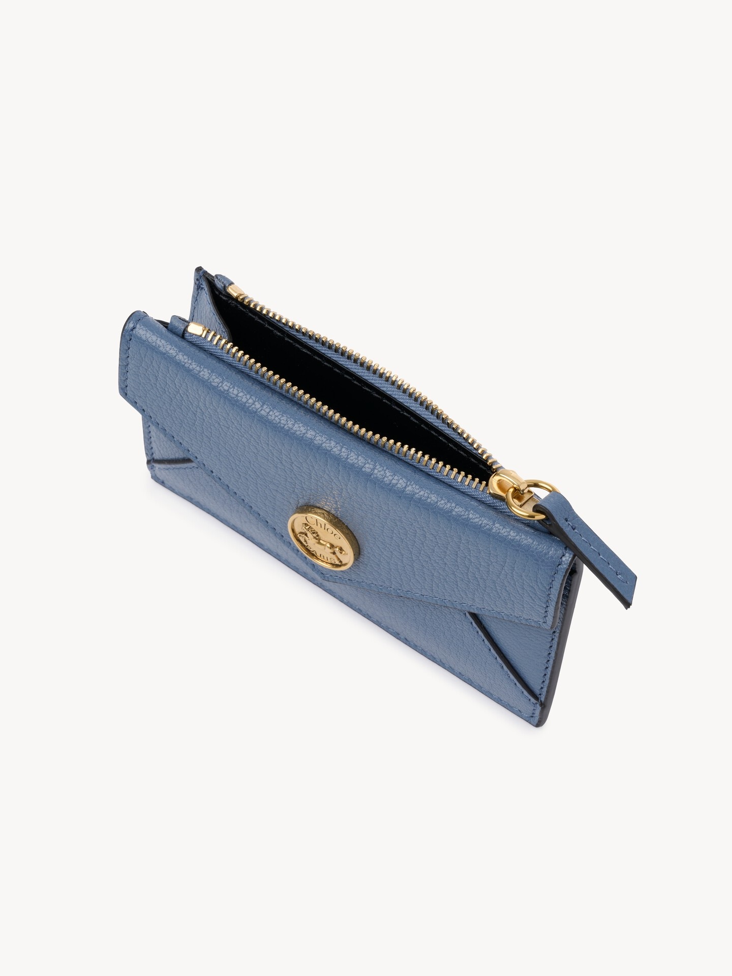 Small Envelope purse with card slots in grained leather - 5.0
