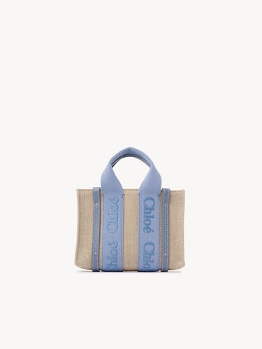 Mini Woody tote bag in linen - 5