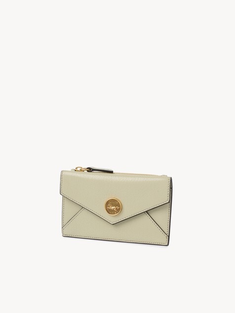 Small Envelope purse with card slots in grained leather