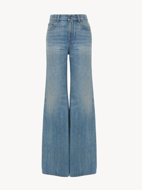 Jean large taille haute en denim