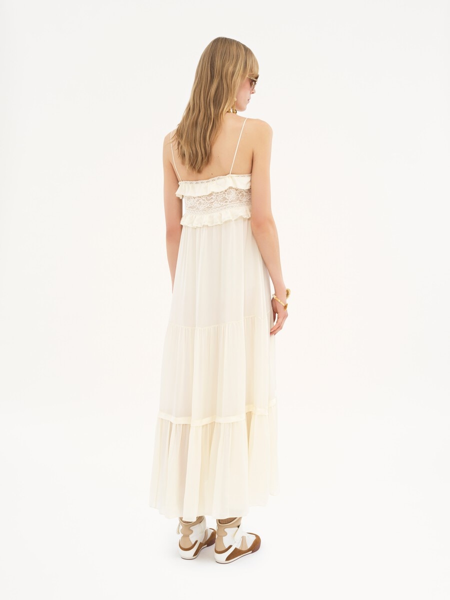 Sleeveless long dress in silk charmeuse - 5
