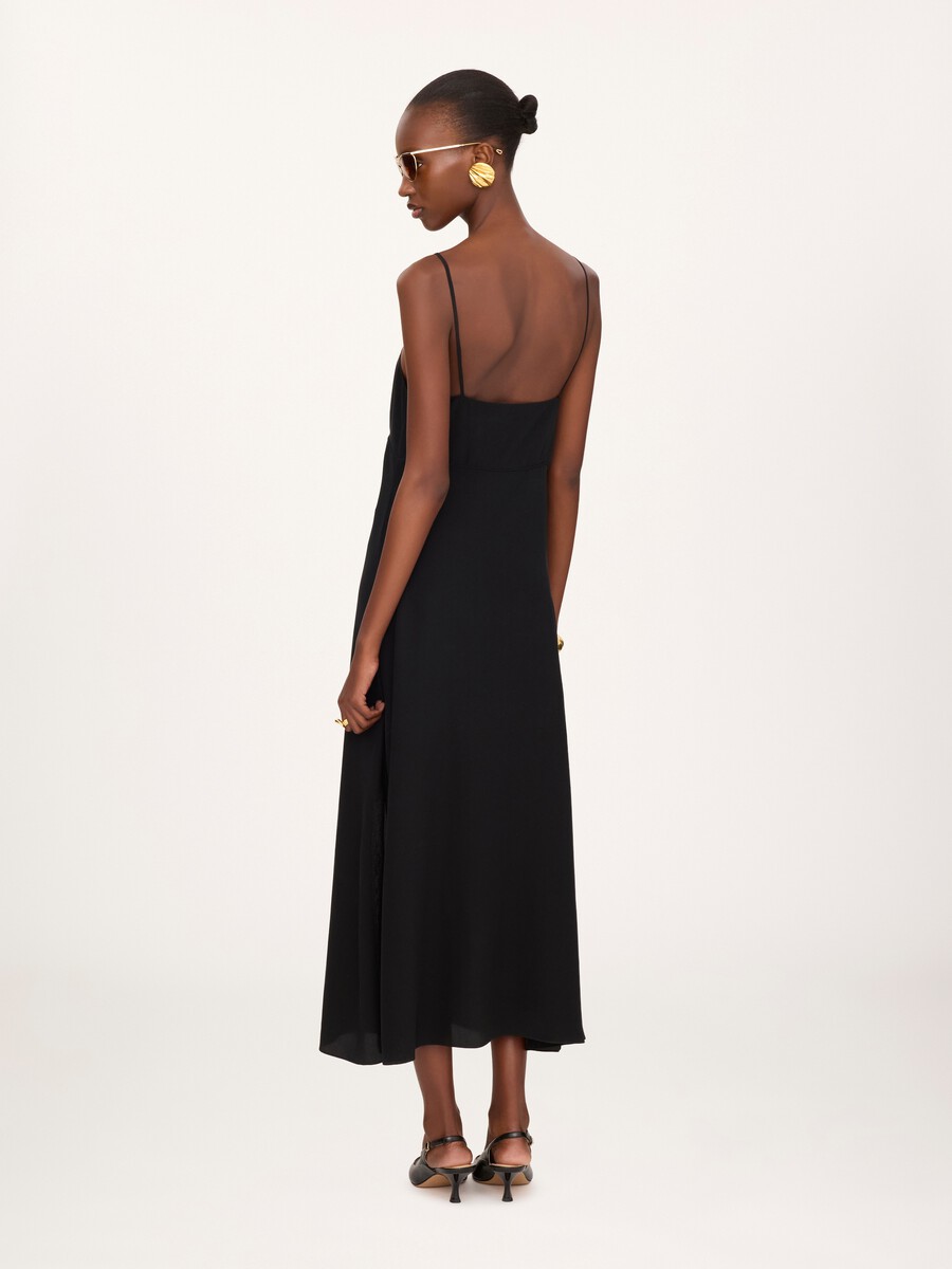 Long lingerie dress in cr&ecirc;pe de chine & lace - 4
