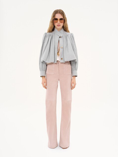 Veste boule fronc&eacute;e en toile de coton