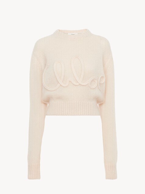 Logo sweater in alpaca wool & silk knit