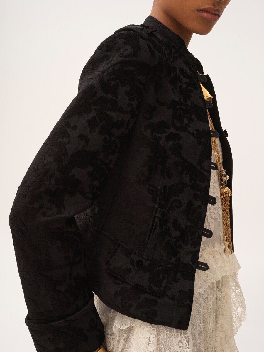 Veste ajust&eacute;e en velours floral - 7