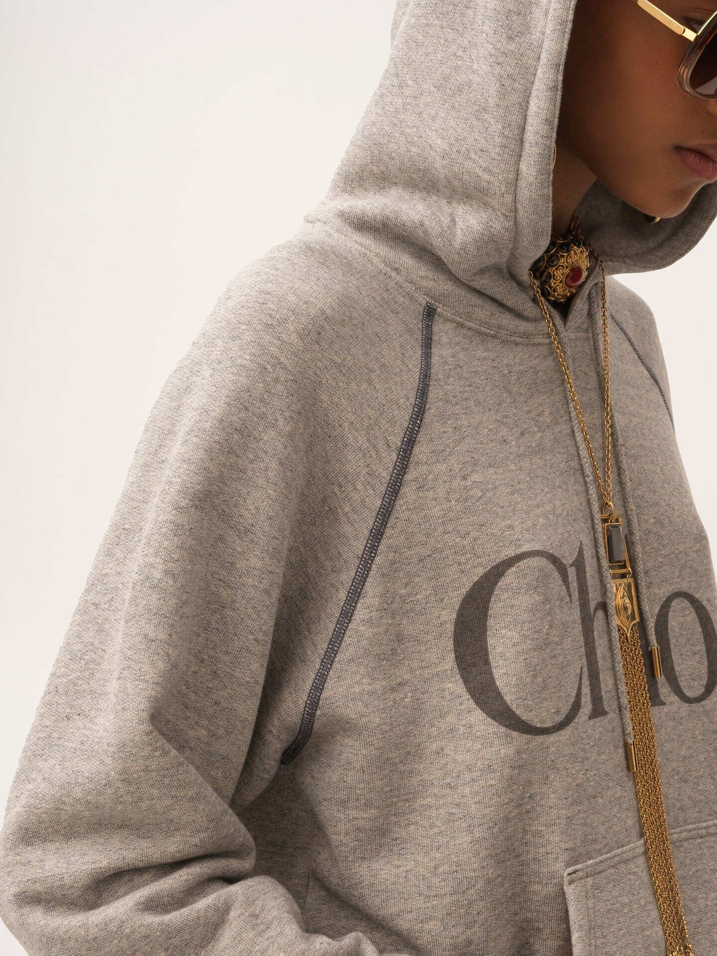 Oversized logo hoodie in a cotton fleece mix - 7