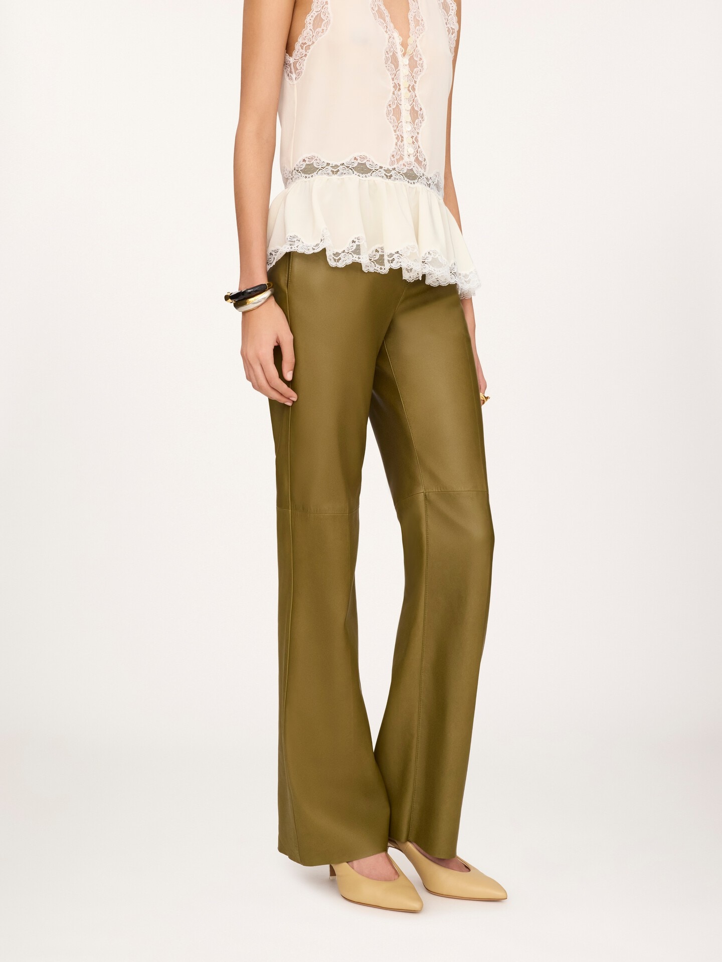 Straight trousers in leather - 4