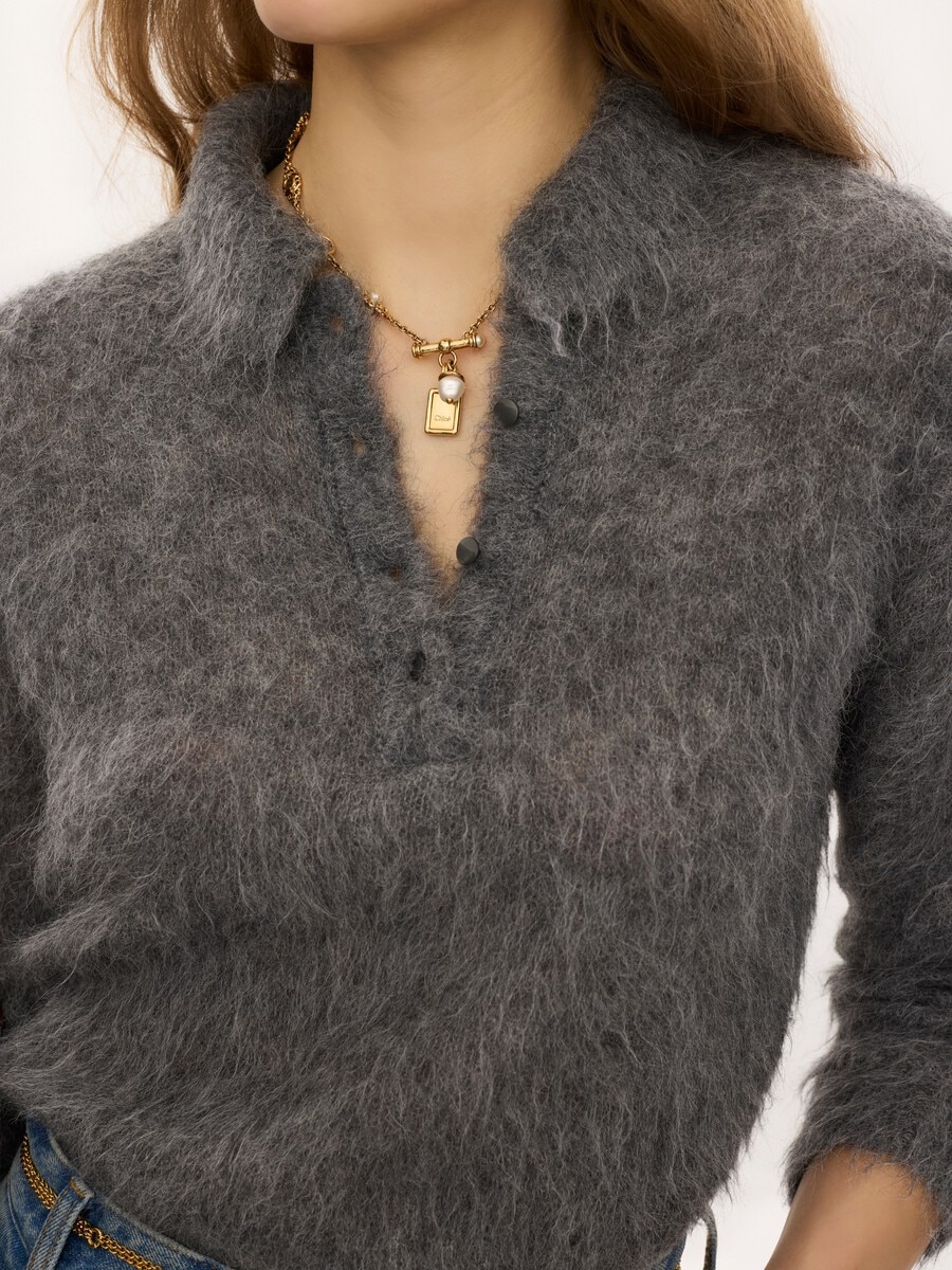 Polo sweater in an alpaca wool-blend knit - 7