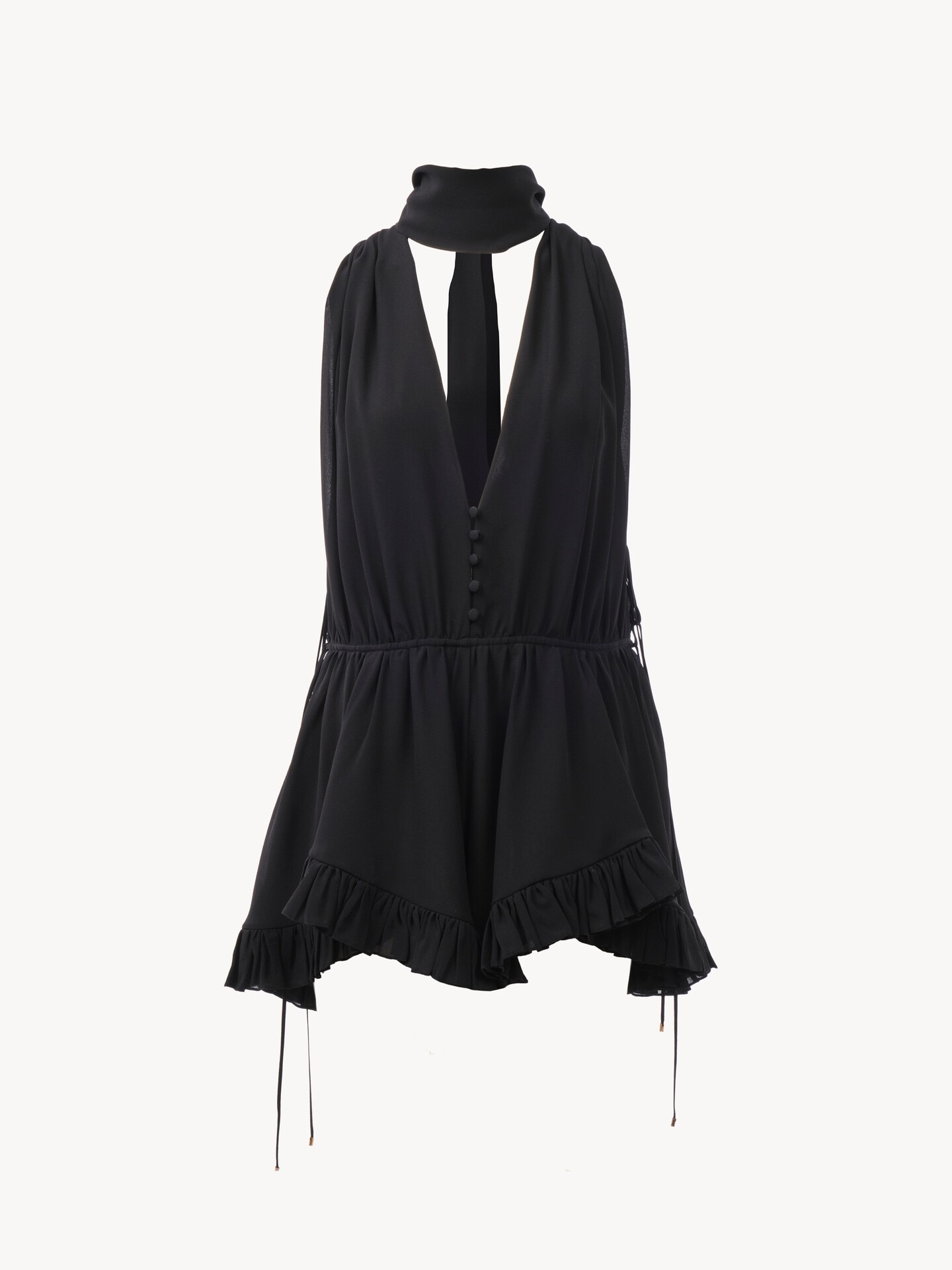 V-neck jumpsuit in silk georgette - 2