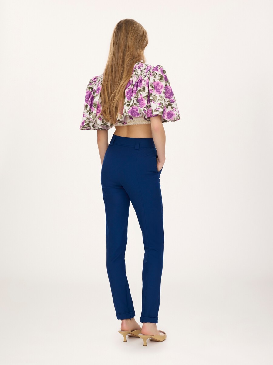 Gathered cropped top in cotton poplin - 5