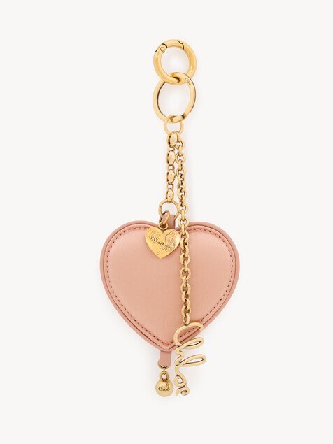 Bijou de sac porte-cl&eacute;s c&oelig;ur Chlo&eacute; Symbols en satin et laiton