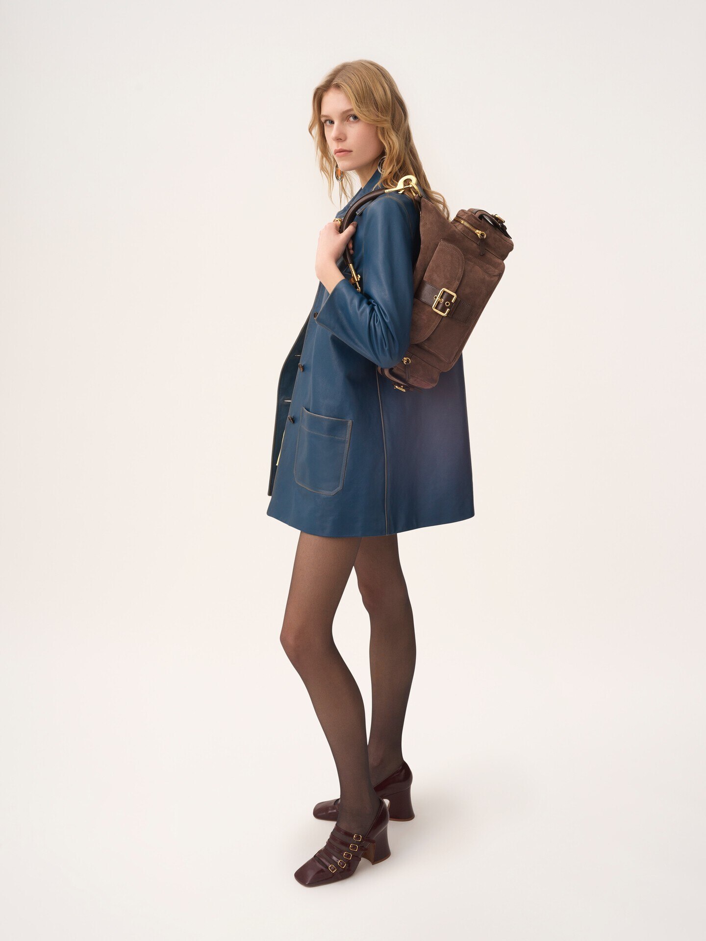 Manteau droit en cuir - 6