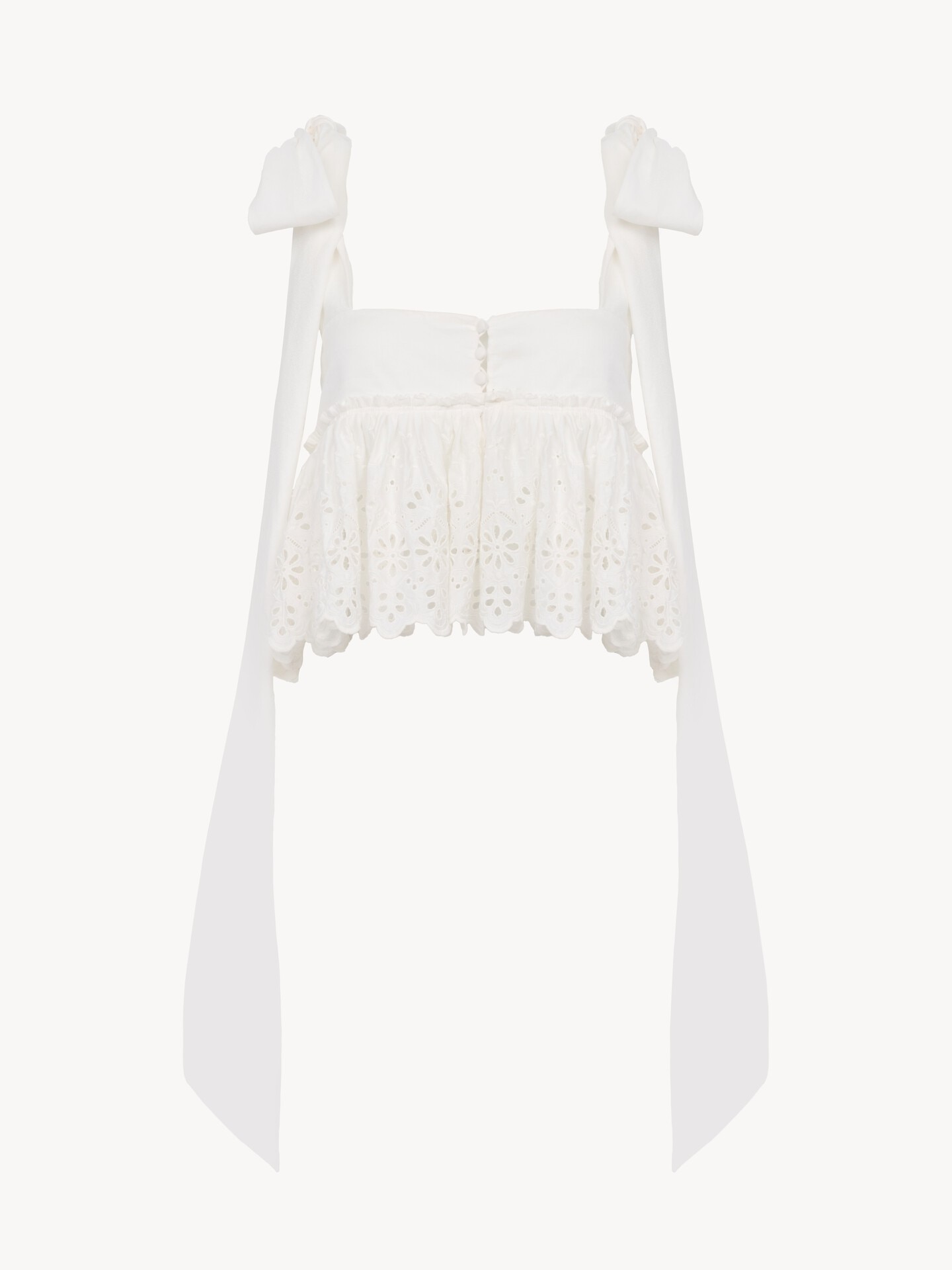 Tie-strap cropped top in soft cotton - 2