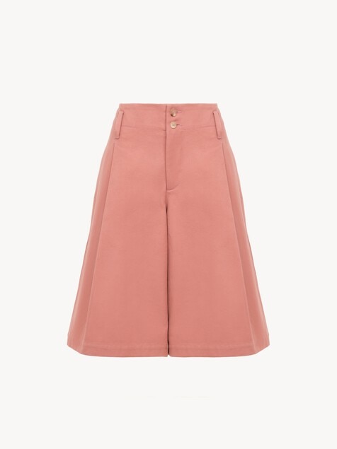 High-rise wide-leg bermuda shorts in cotton