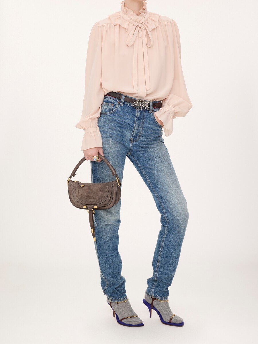 Mini Marcie shoulder bag in suede leather - 9