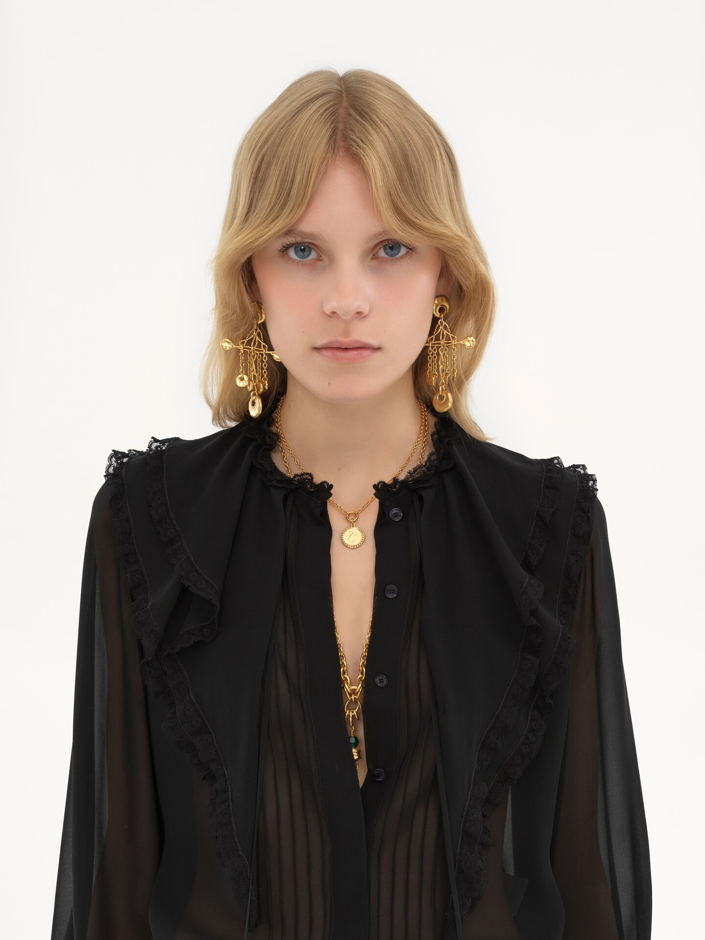 Ruffled blouse in silk georgette - 6