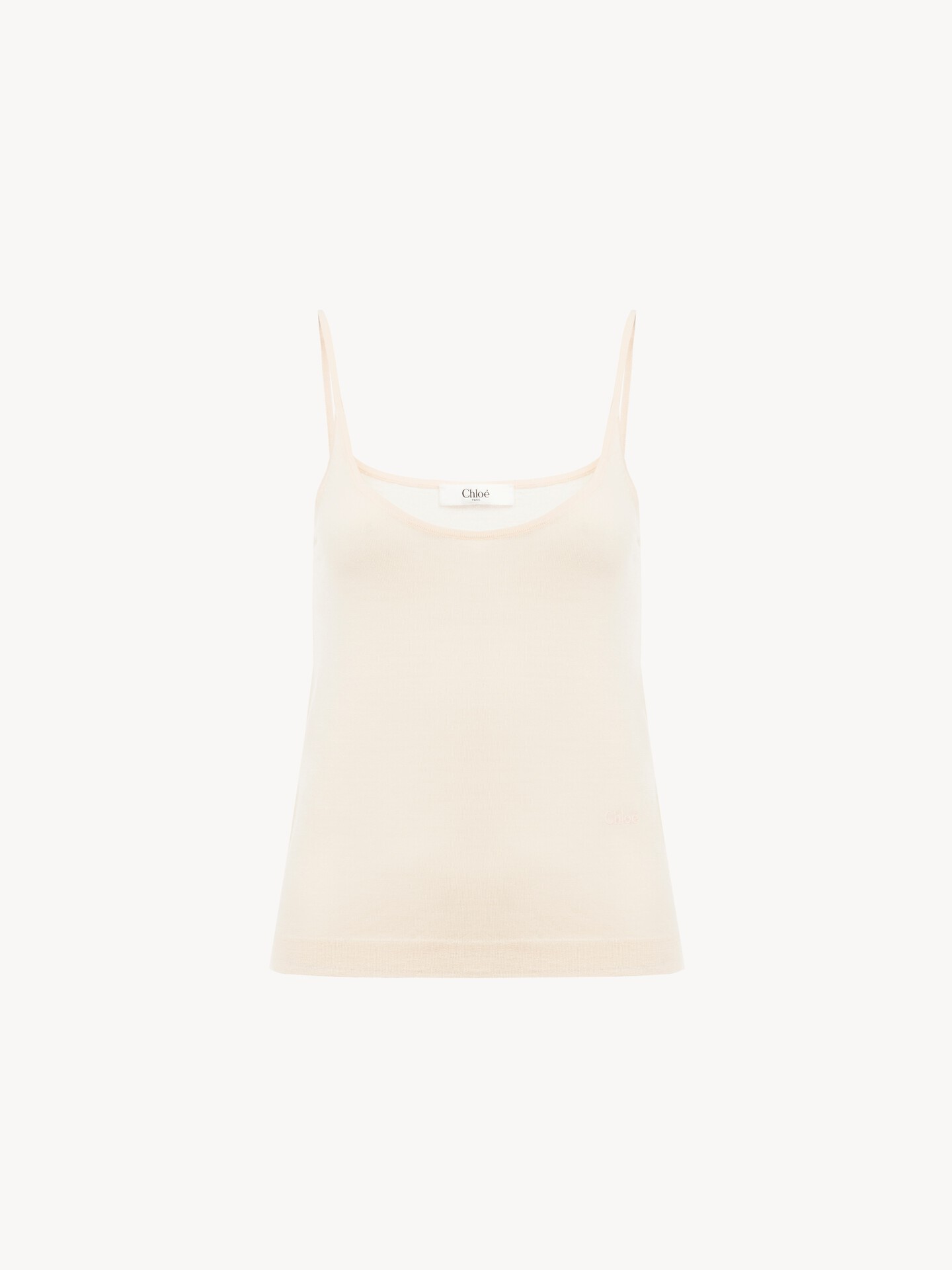Thin-strap tank top in superfine wool knit  - 1