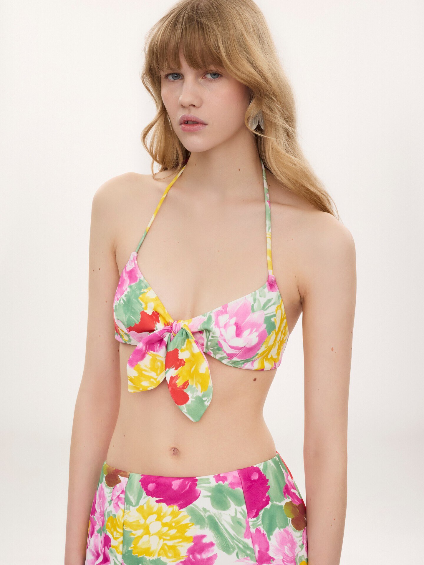 Garden-print bikini top - 4