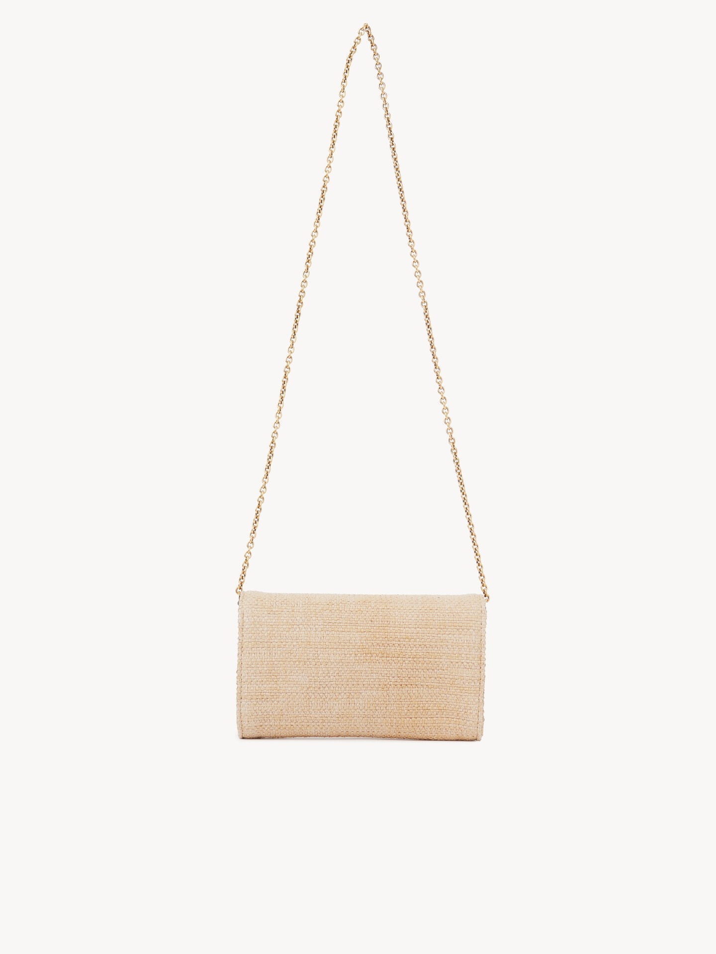 Chlo&eacute; Iconic flap wallet on chain in raffia-effect fibers - 5