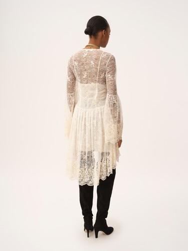 Scoop-neck mini dress in embroidered lace - 5