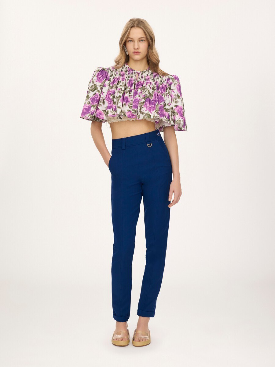 Fitted high-rise trousers in stretch tricotine - 1