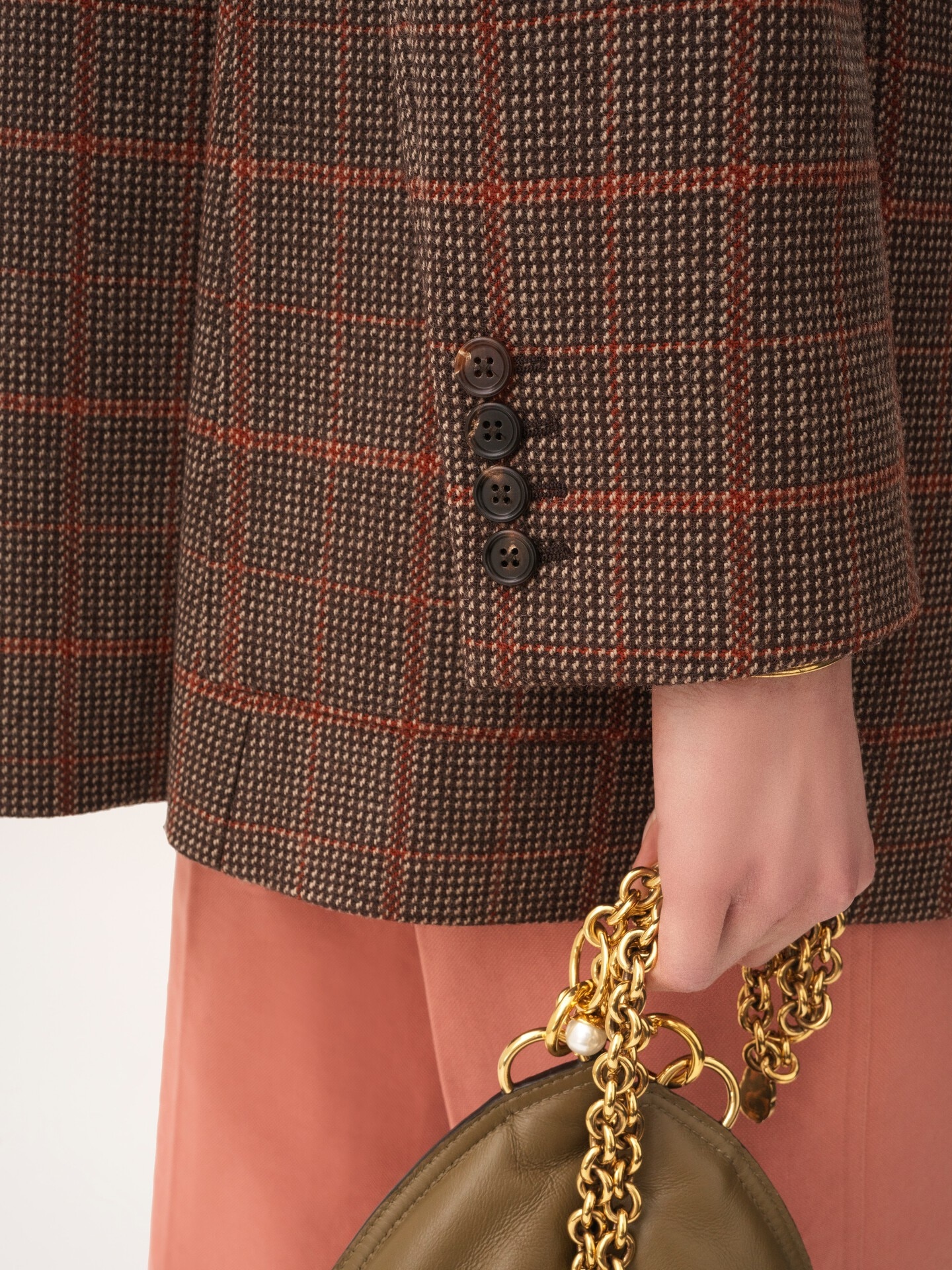 Veste blazer en laine &agrave; carreaux - 8