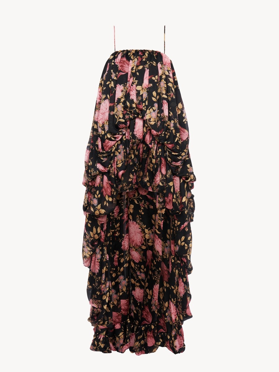 High-low sleeveless jumpsuit in silk charmeuse - 1