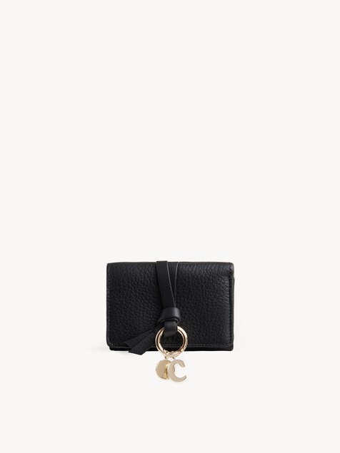 Mini Alphabet tri-fold in grained leather