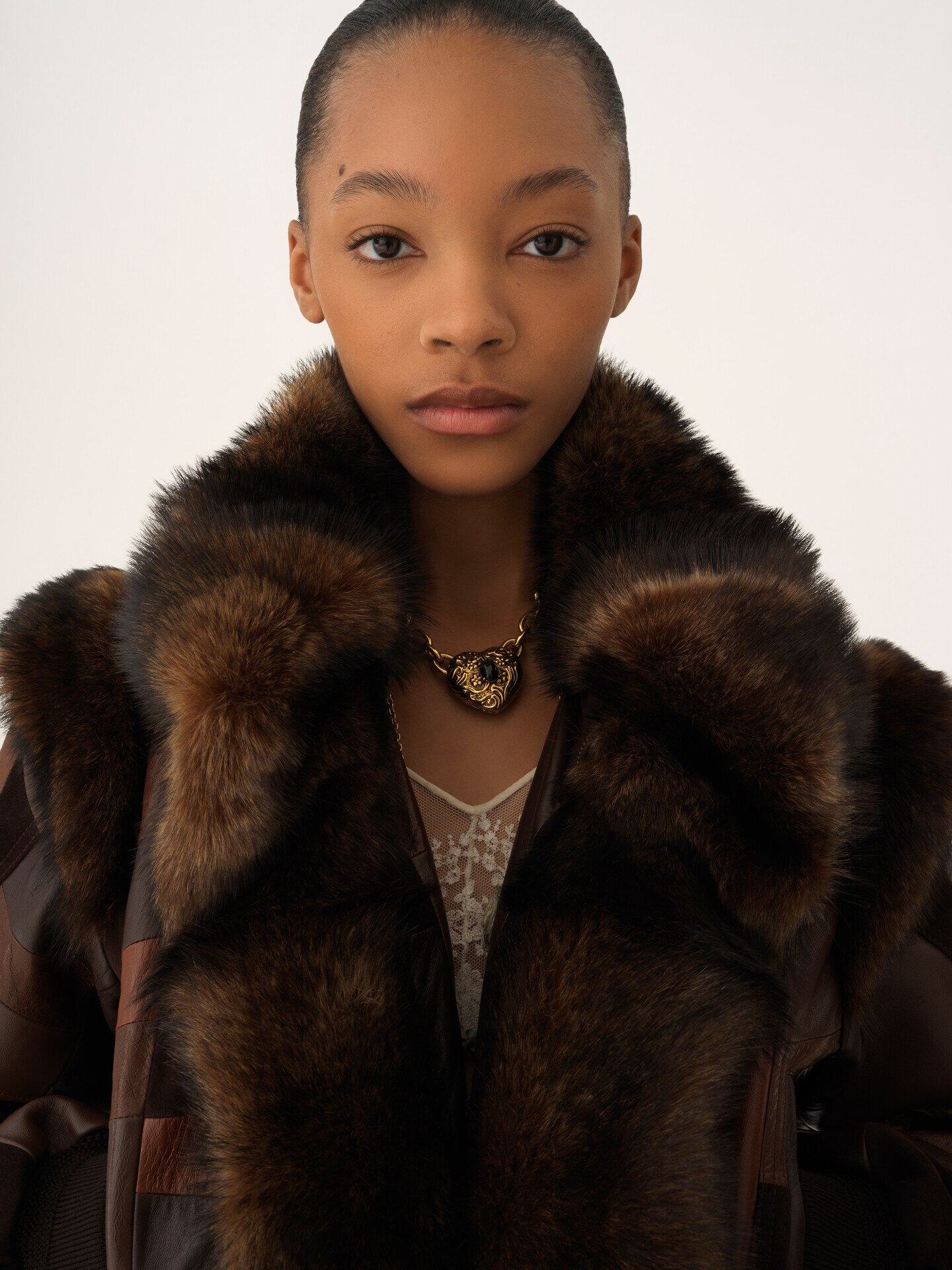 Veste bomber courte hybride en cuir - 8