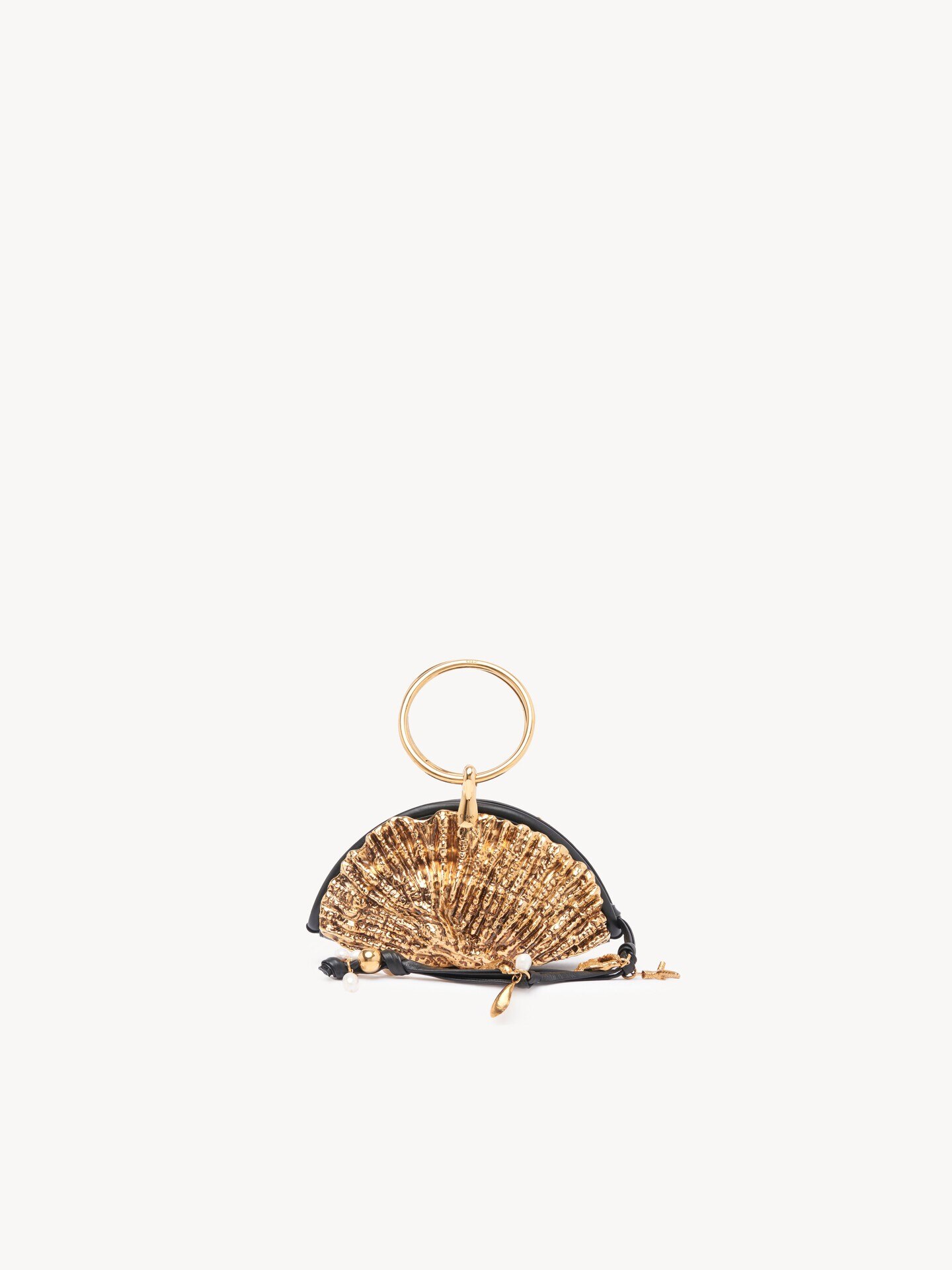 Sea Treasures Shell zipped clutch in soft leather & metal - 2.0