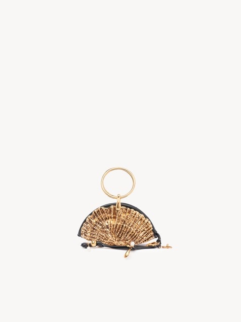 Sea Treasures Shell zipped clutch in soft leather & metal