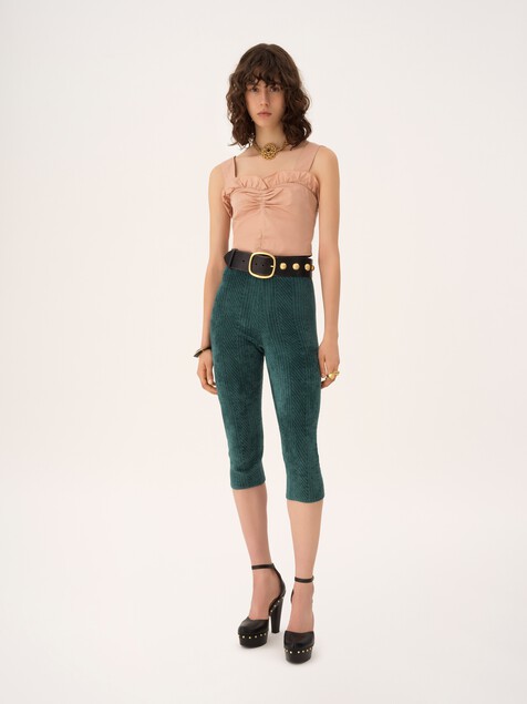 Cropped fitted tank top in technical taffeta
