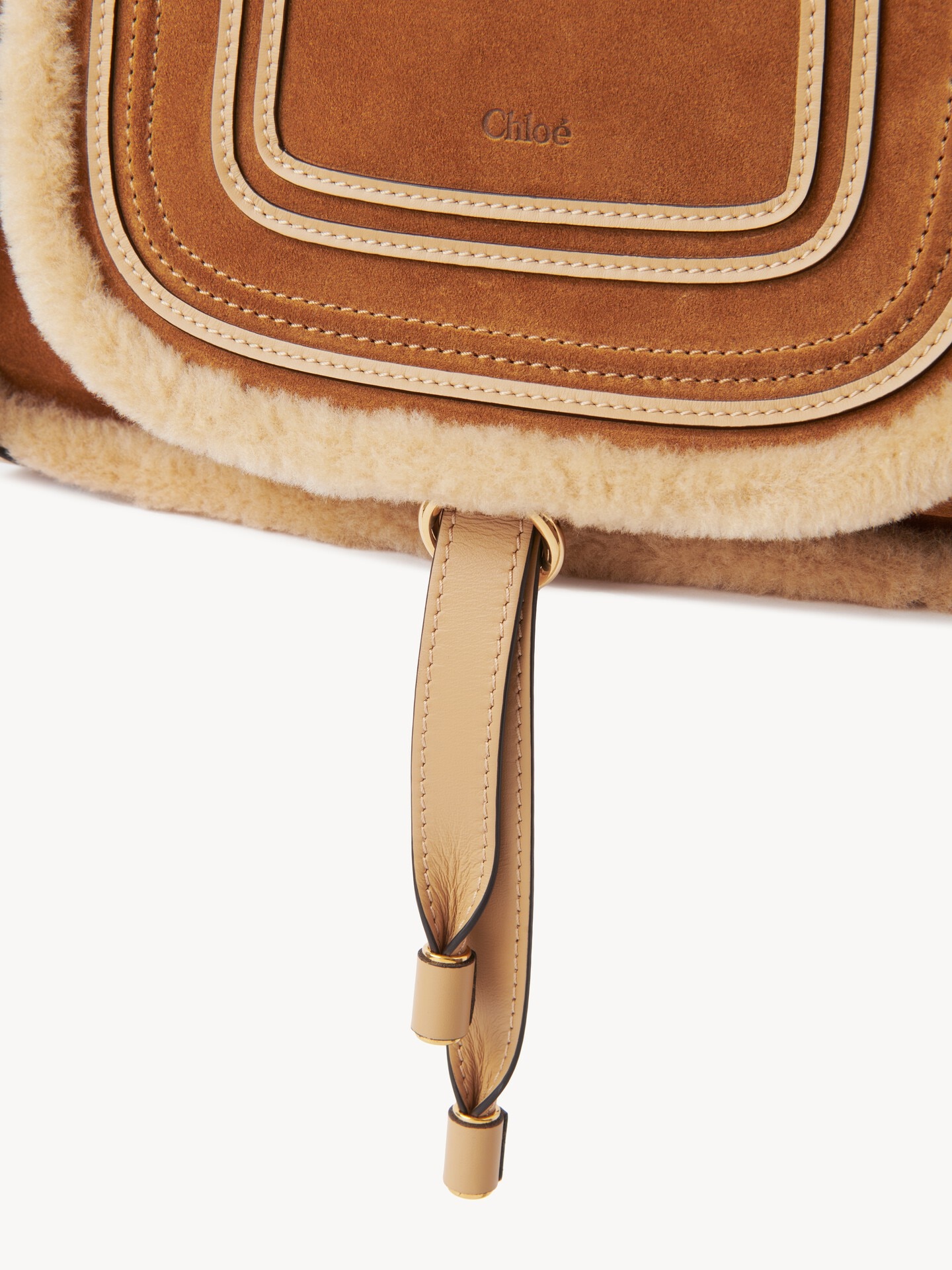 Small Marcie bag in suede leather & shearling - 9