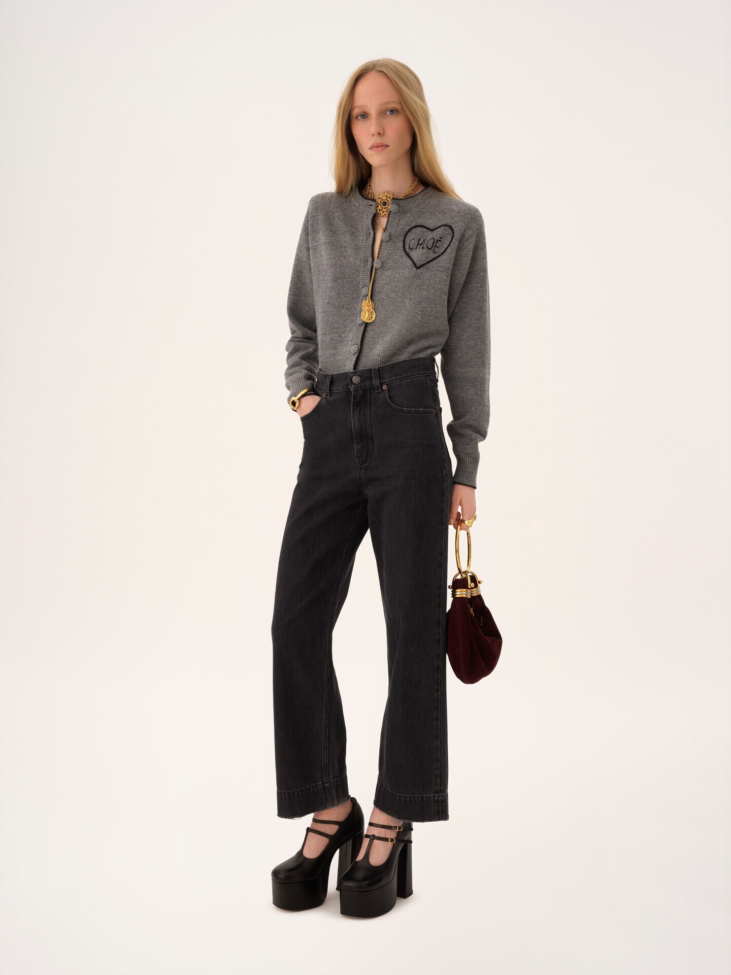 High-rise cropped jeans in denim - 3