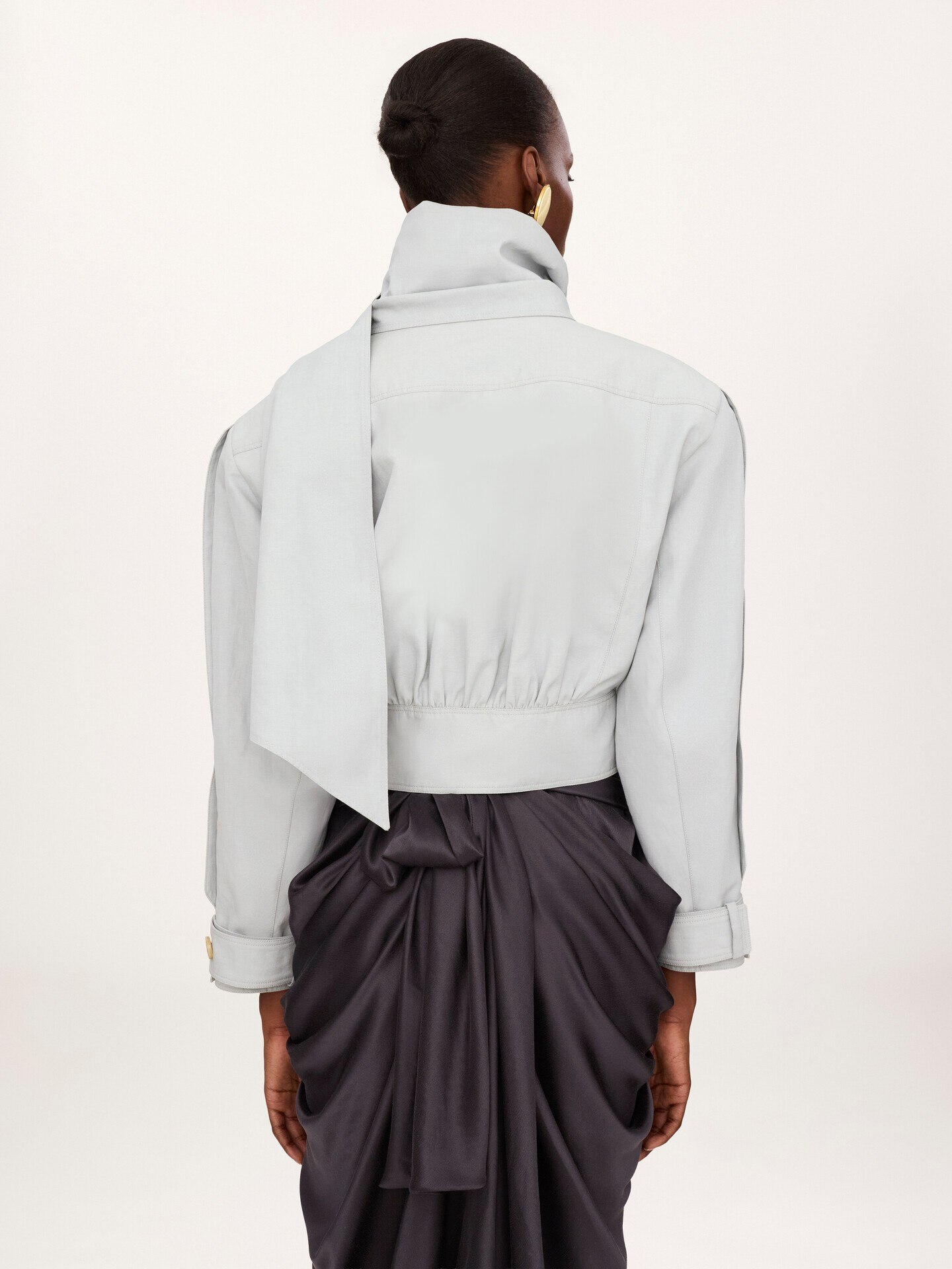 Cropped scarf jacket in a linen-cotton mix - 6