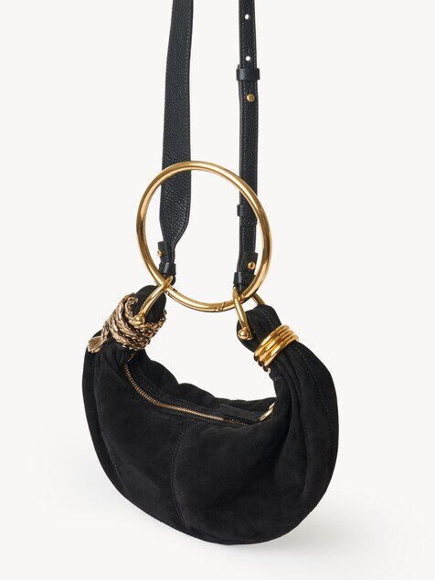 Bolso hobo Bracelet peque&ntilde;o de ante con adorno de serpiente