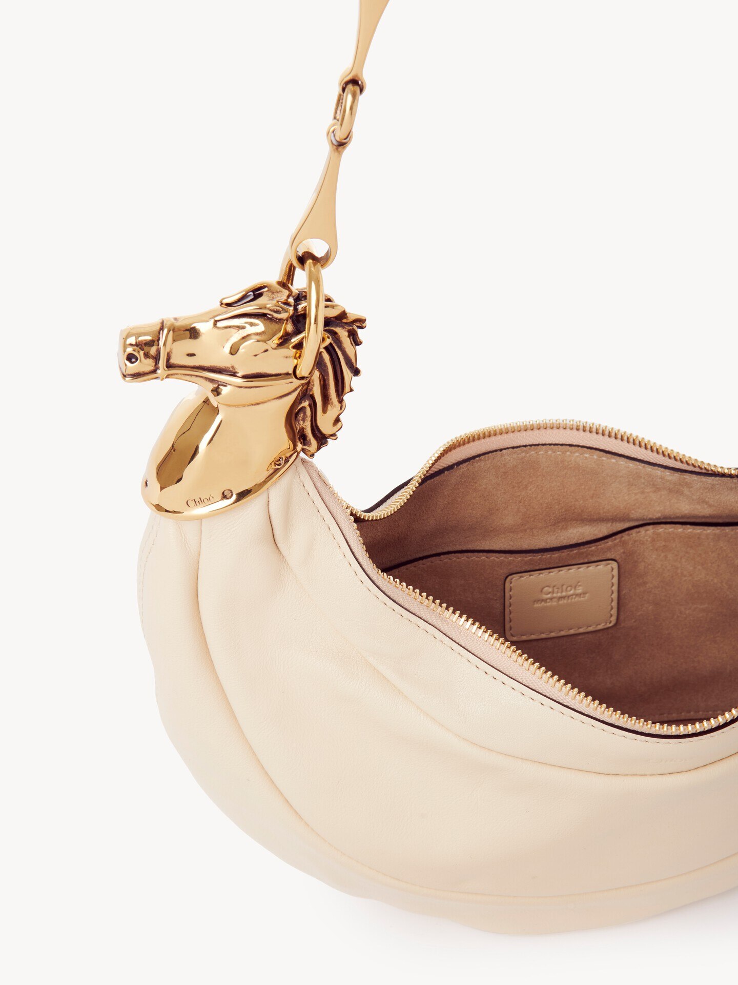 Chain Horse shoulder bag in grained leather - 5.0