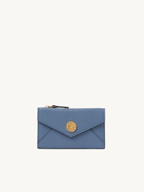 Small Envelope purse with card slots in grained leather