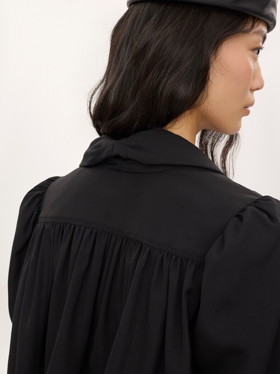 Gathered cropped jacket in washed viscose faille - 7