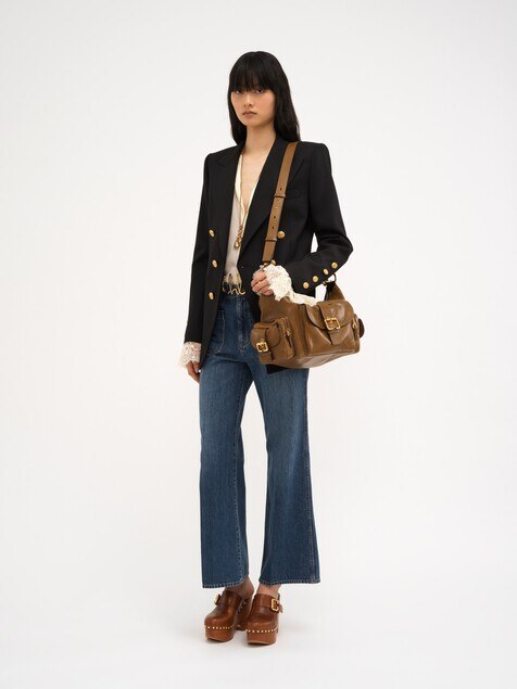 Cropped bootcut jeans in denim