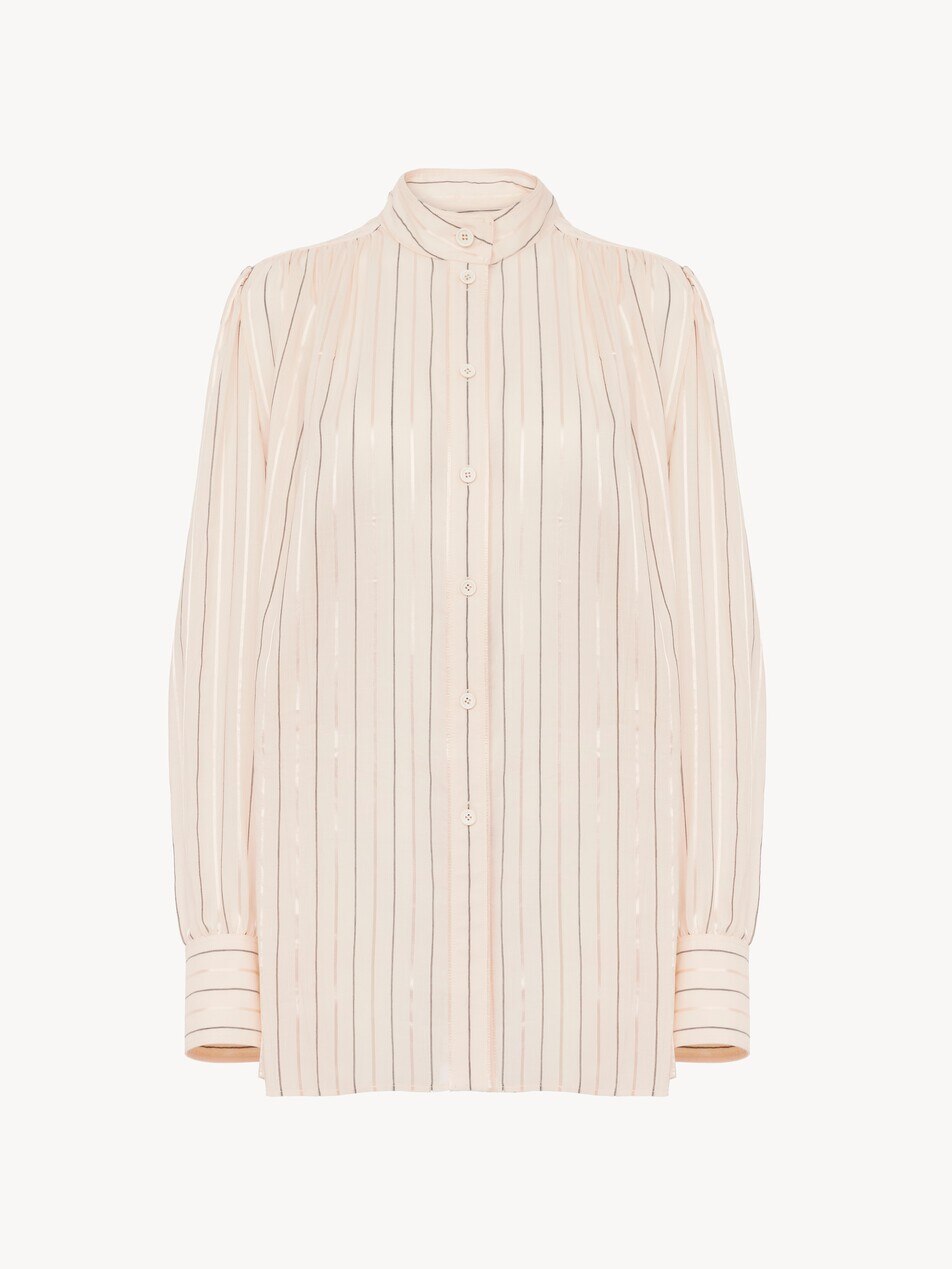 Gathered blouse in cotton & silk poplin - Packshot